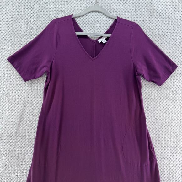 J Jill Dress Womens M Purple Maxi Dress A-Line Pockets V-Neck Short Sleeve - Picture 3 of 13